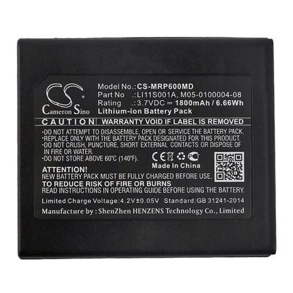 3.7V, 1800mAh, Li-ion Battery fits Mindray, Dpm2, Oxymetre Pouls Pm60, 6.66Wh