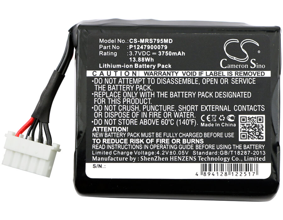 3.7V, 3750mAh, Li-ion Battery fits Masimo, Pulsoximeter Type 23794, Radical 7 Rainbow Set Pulse Ox, 13.875Wh