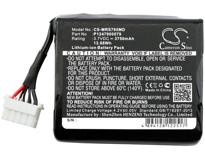 3.7V, 3750mAh, Li-ion Battery fits Masimo, Pulsoximeter Type 23794, Radical 7 Rainbow Set Pulse Ox, 13.875Wh