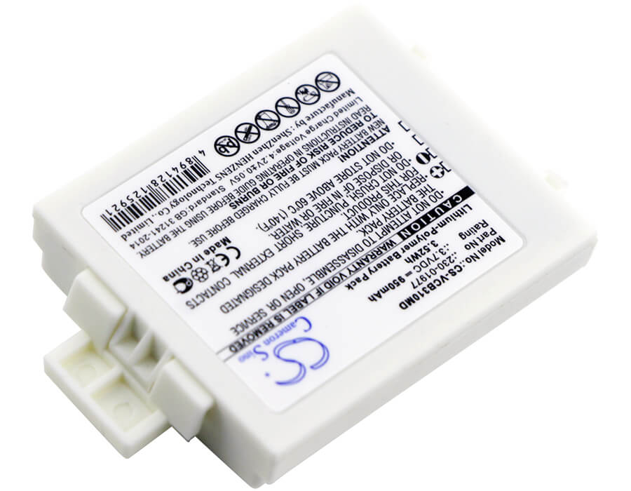 White, 3.7V, 950mAh, Li-Polymer Battery fits Vocera, B3000e, B3000n, 3.515Wh