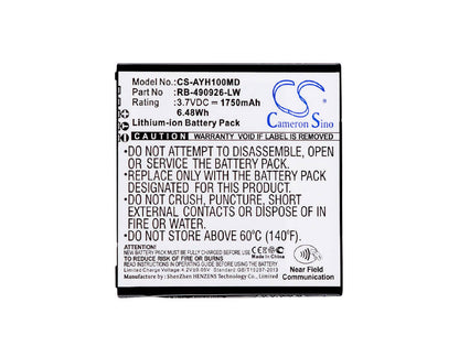 3.7V, 1750mAh, Li-ion Battery fits Ascom, Myco, Myco Sh1 Vowifi, 6.475Wh