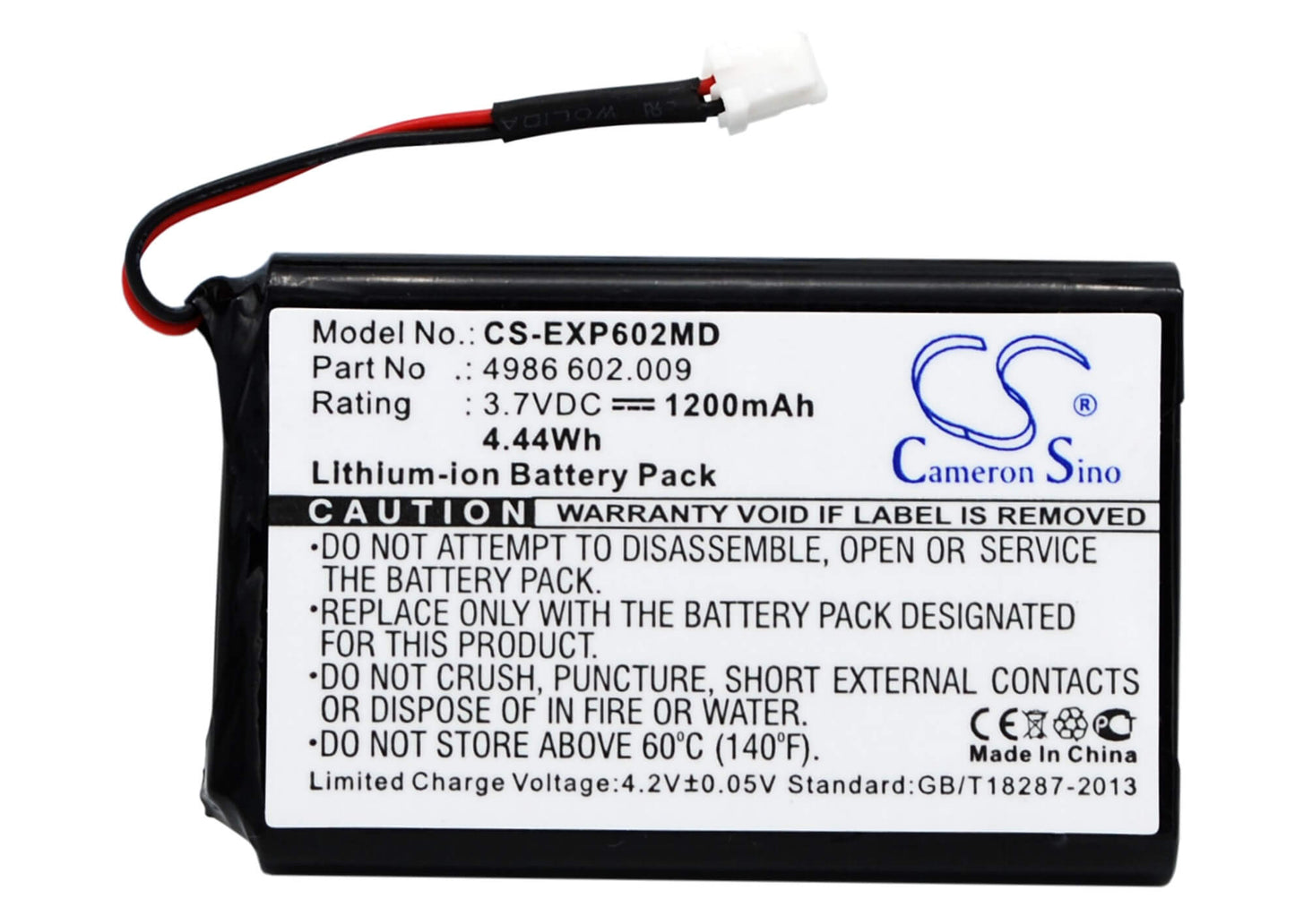 3.7V, 1200mAh, Li-ion Battery fits Eppendorf, Multipette E3, Multipette E3x, 4.44Wh