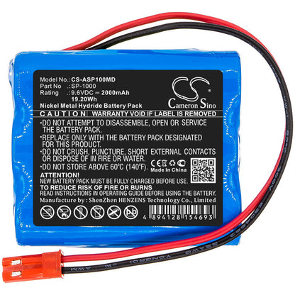 9.6V, 2000mAh, Ni-MH Battery fits Annol, Sp-1000, 19.2Wh