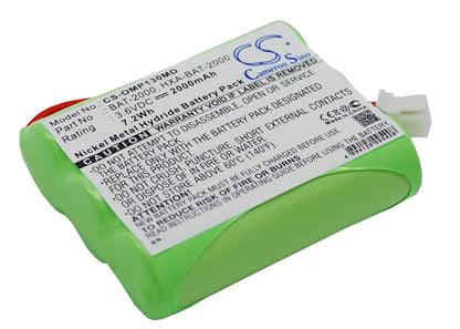 3.6V, 2000mAh, Ni-MH Battery fits Omron, Hbp-1300, Hbp-1300 Blood Pressure Monito, 7.2Wh