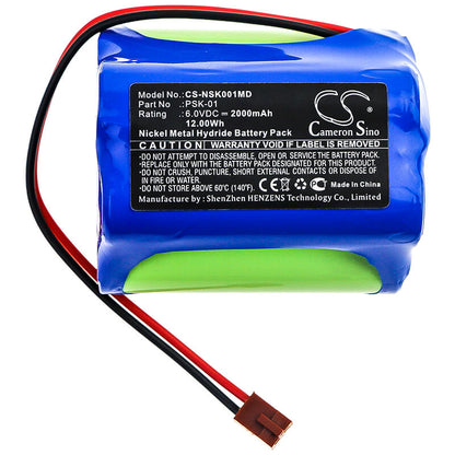 6.0V, 2000mAh, Ni-MH Battery fits Nikkiso, Psk-01, 12Wh