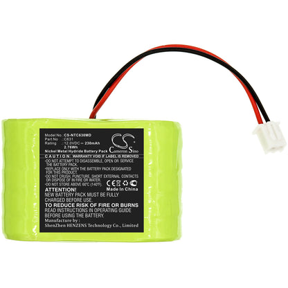 12.0V, 230mAh, Ni-MH Battery fits Natus, Ct+ Doppler, Dop Ct, 2.76Wh