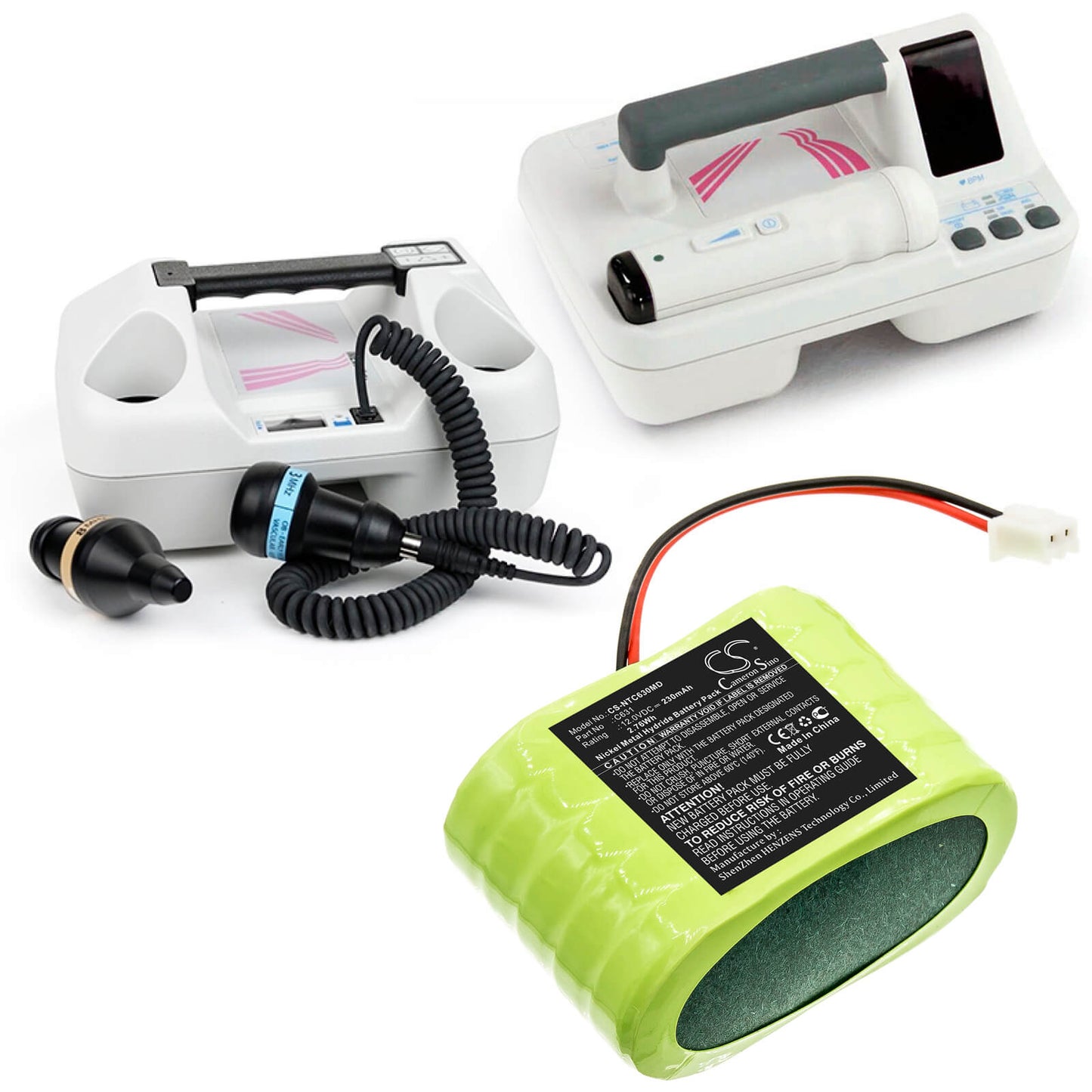 12.0V, 230mAh, Ni-MH Battery fits Natus, Ct+ Doppler, Dop Ct, 2.76Wh