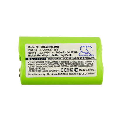 2.4V, 1800mAh, Ni-MH Battery fits Welch-allyn, Compacset 93400, Compact Otoscope 93400, 4.32Wh
