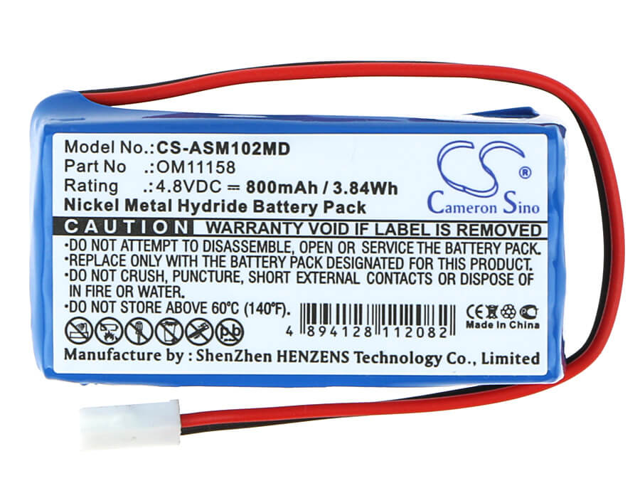 4.8V, 800mAh, Ni-MH Battery fits Air Shields-vickers, Jm102 Jaundice Mete, 3.84Wh