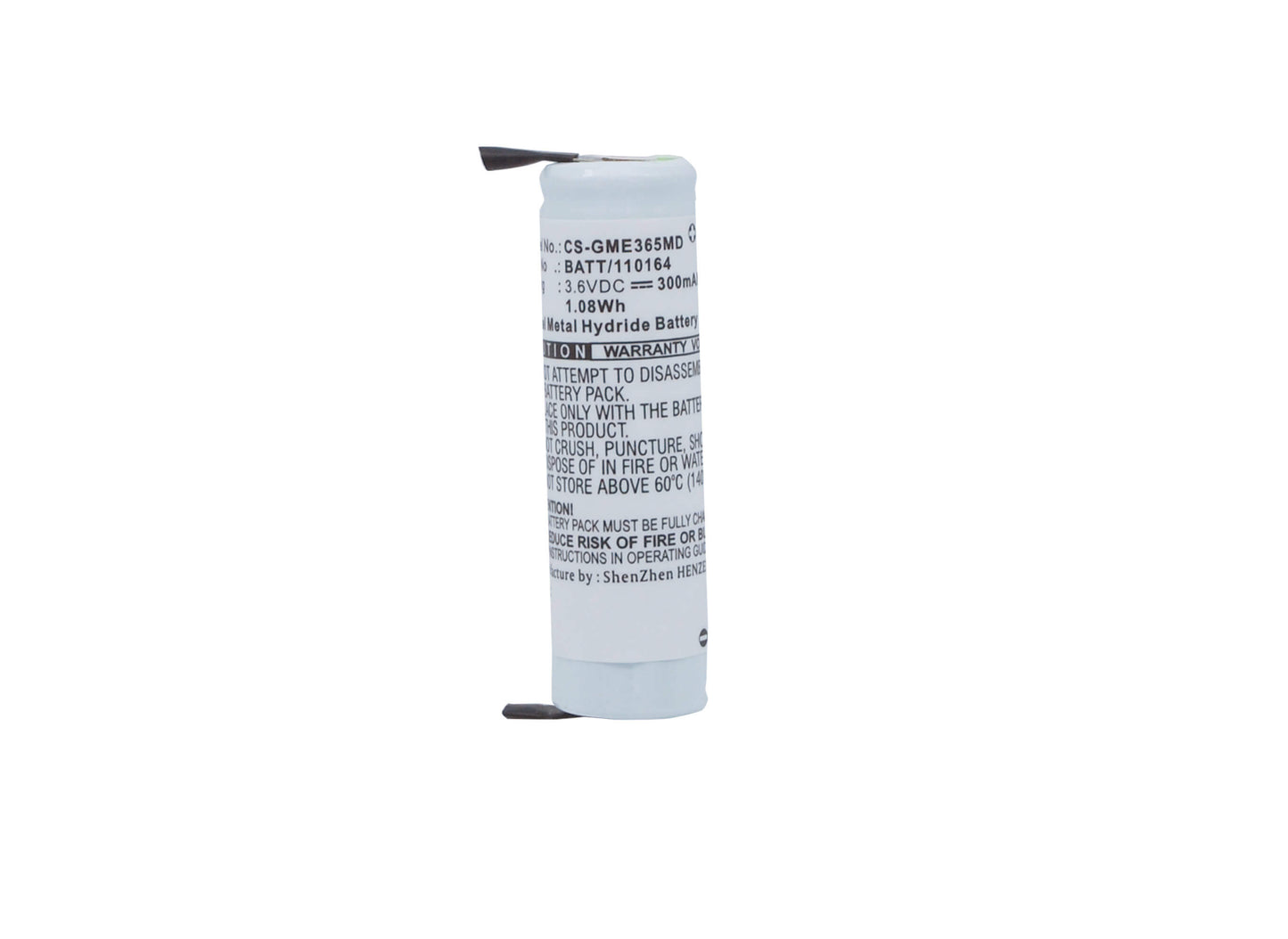 3.6V, 300mAh, Ni-MH Battery fits Ge, Oxycapnomonitor Smk 365, 1.08Wh