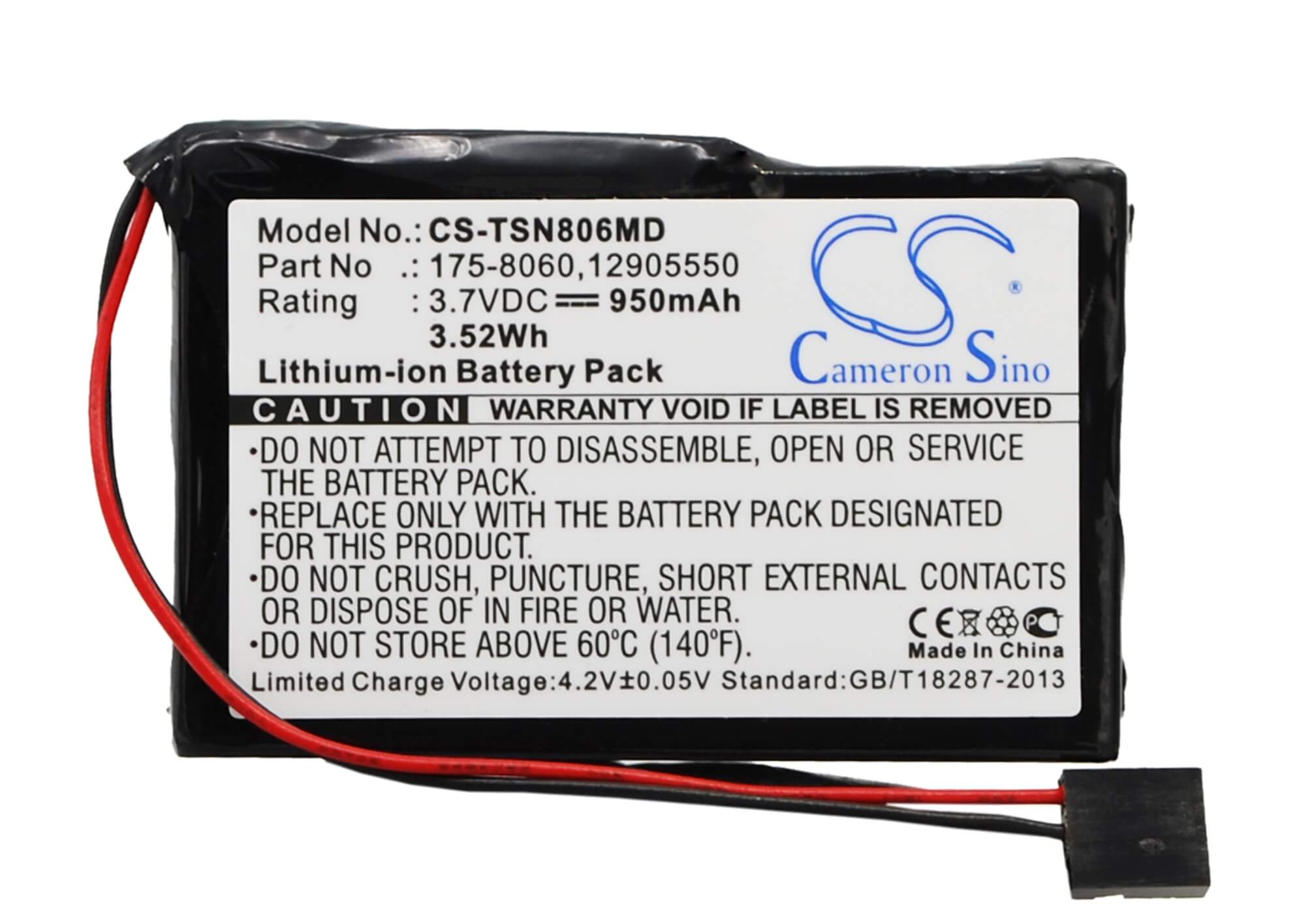 3.7V, 950mAh, Li-ion Battery fits Thermo Scientific, E1-cliptip Electronicpipette, Finnpipette Novus Single, 3.515Wh