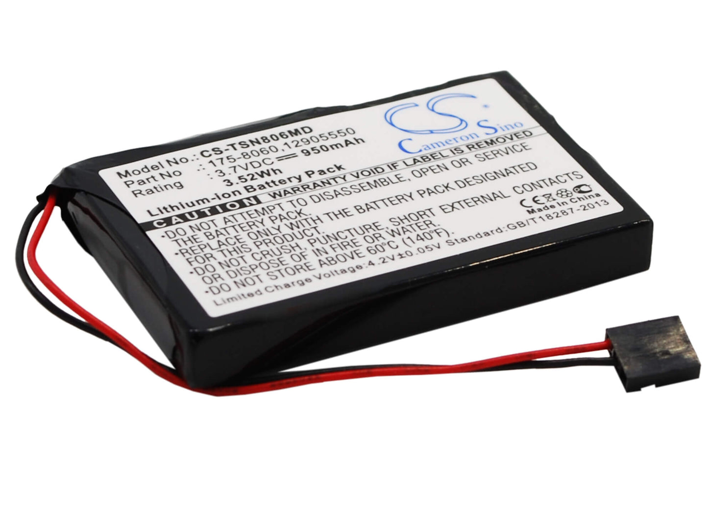 3.7V, 950mAh, Li-ion Battery fits Thermo Scientific, E1-cliptip Electronicpipette, Finnpipette Novus Single, 3.515Wh