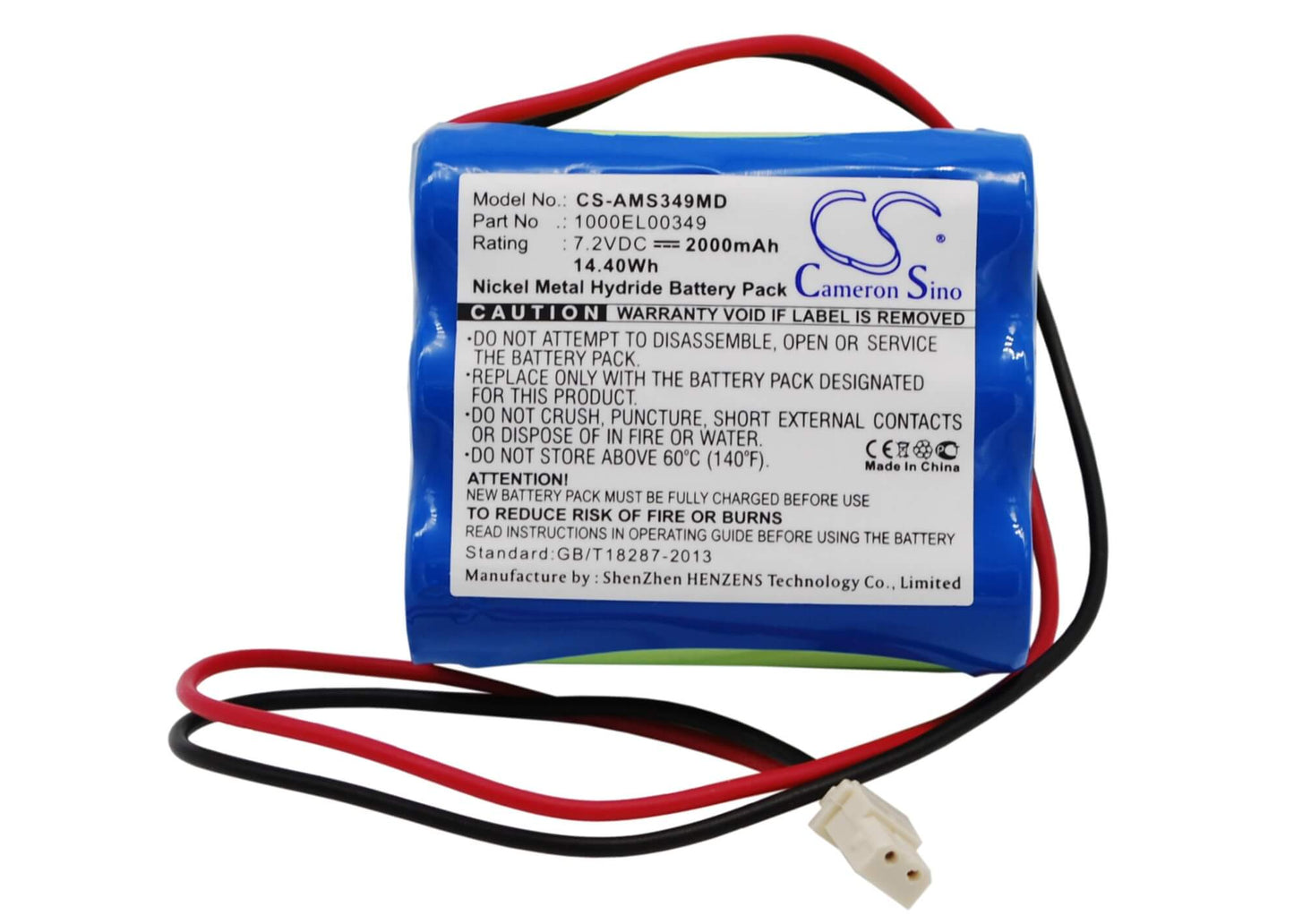 7.2V, 2000mAh, Ni-MH Battery fits Carefusion, Gw Pump, Gw Volumetric Pump, 14.4Wh