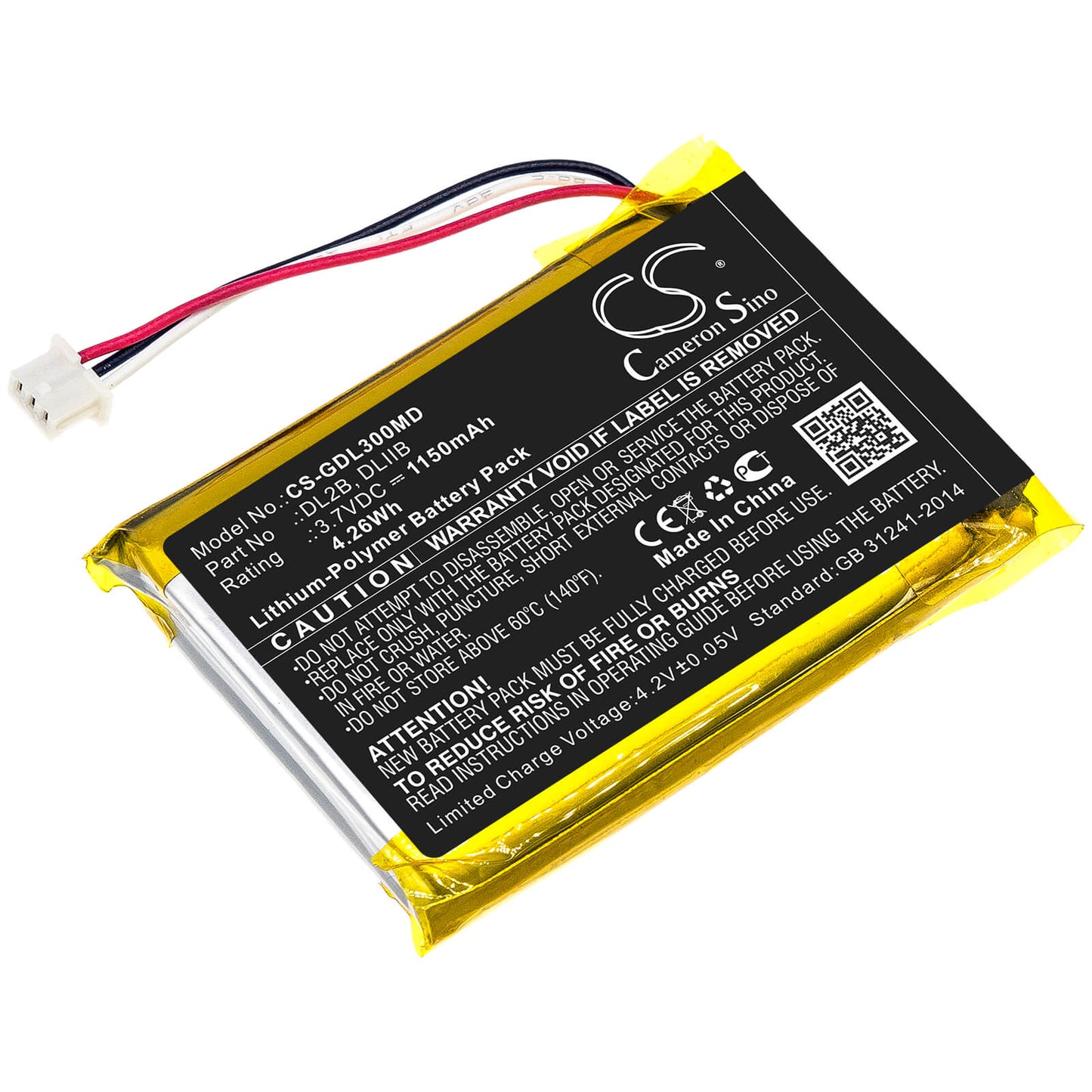 3.7V, 1150mAh, Li-Polymer Battery fits 3gen, Dermlite Ii, Dermlite Iii, 4.255Wh