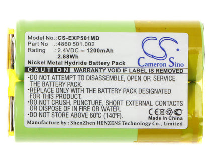 2.4V, 1200mAh, Ni-MH Battery fits Eppendorf, 4860, Research Pro, 2.88Wh