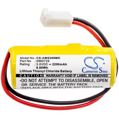 3.0V, 2200mAh, Li-SOCl2 Battery fits Alaris Medicalsystems, 2860 Memory Battery, 2863 Memory Battery, 6.6Wh