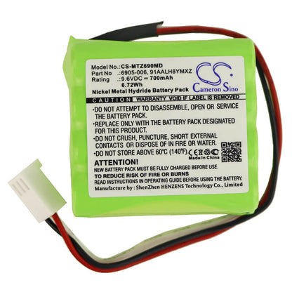 9.6V, 700mAh, Ni-MH Battery fits Morita, Dentaport Root Zx, Dentaport Zx, 6.72Wh