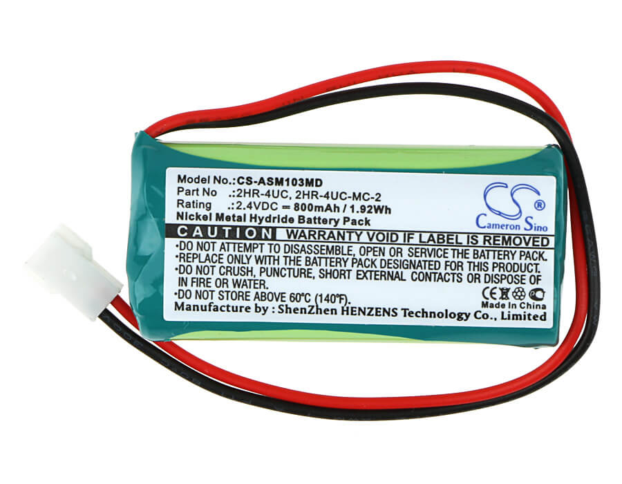 2.4V, 800mAh, Ni-MH Battery fits Drager, Jm103 Jaundice Meter, 1.92Wh