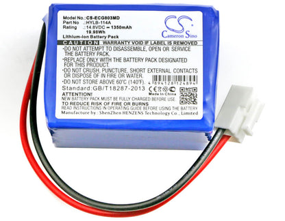 14.8V, 1350mAh, Li-ion Battery fits Biocare, Ecg-9803, Ecg-9803g, 19.98Wh