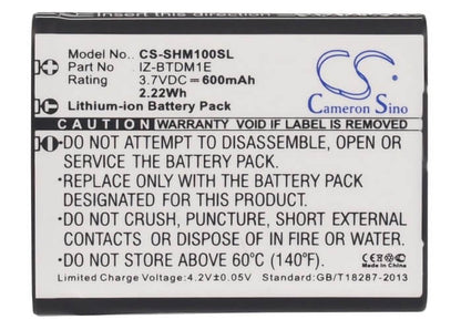 3.7V, 600mAh, Li-ion Battery fits Sharp, Portable Plasmacluster Ion Gen, 2.22Wh