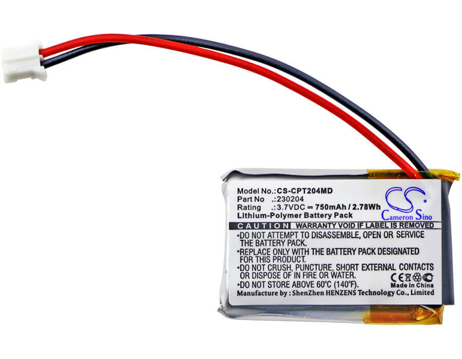 3.7V, 750mAh, Li-Polymer Battery fits Celltreat, Pipet Controller, 2.775Wh
