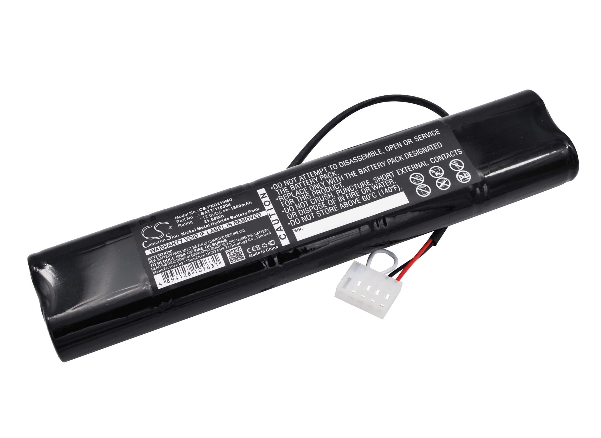 12.0V, 1800mAh, Ni-MH Battery fits Fukuda, Ecg Analyzer 2101, Ecg Analyzer 2201, 21.6Wh