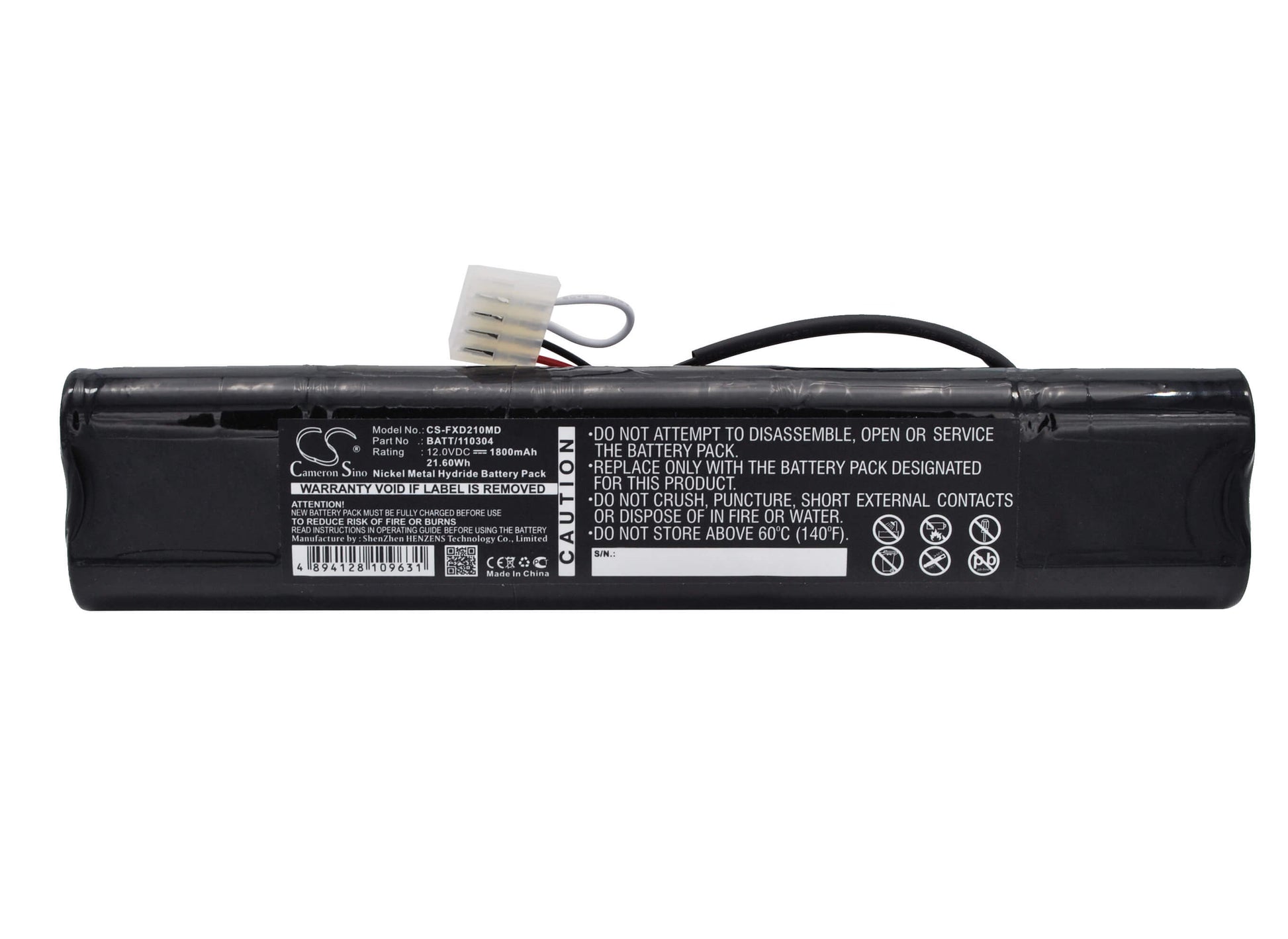 12.0V, 1800mAh, Ni-MH Battery fits Fukuda, Ecg Analyzer 2101, Ecg Analyzer 2201, 21.6Wh