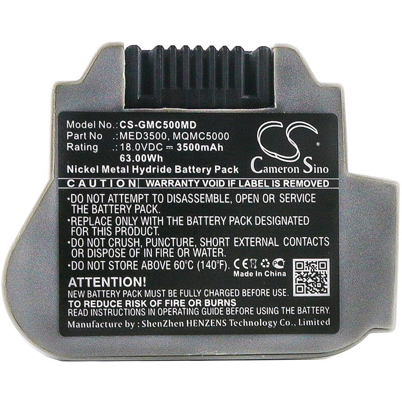 18.0V, 3500mAh, Ni-MH Battery fits Ge, Mac 3500, Mac 5000, 63Wh