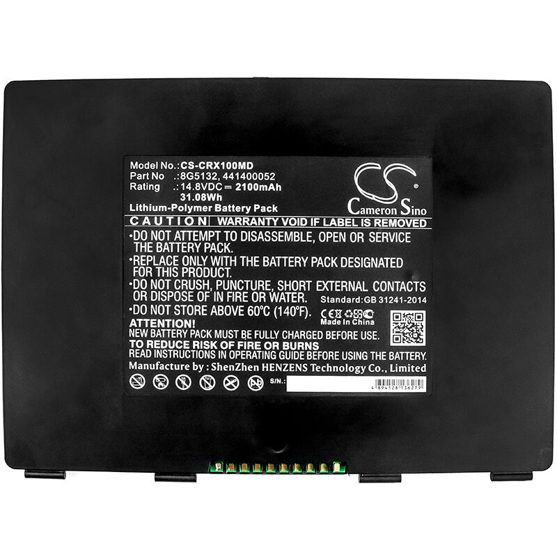 14.8V, 2100mAh, Li-Polymer Battery fits Carestream, Drx-1, Drx-1 System Flat Panel Digita, 31.08Wh