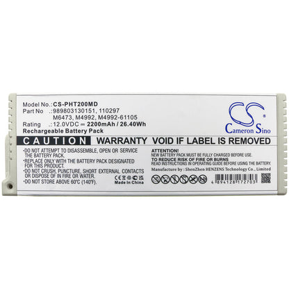 12.0V, 2200mAh, Sealed Lead Acid Battery fits Philips, Ecg Pagewriter Trim I, Pagewriter Trim 2, 26.4Wh