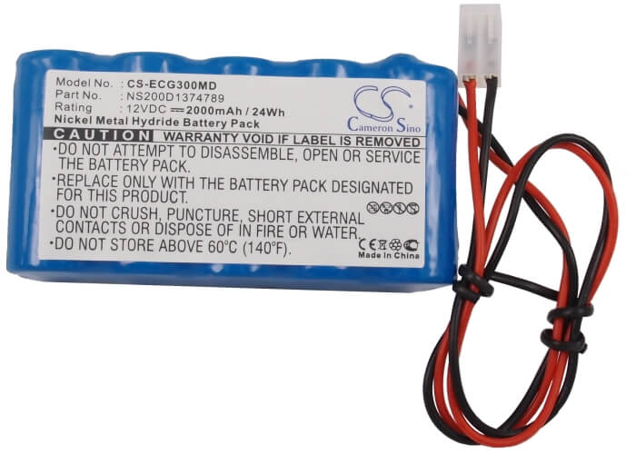 12.0V, 2000mAh, Ni-MH Battery fits Cardipia, 800c, Ecg-101a, 24Wh