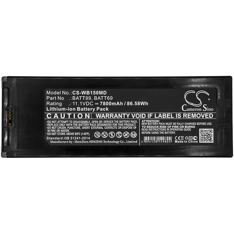 11.1V, 7800mAh, Li-ion Battery fits Welch-allyn, Connex 6000 Vital Signs Monito, Connex Spot, 86.58Wh
