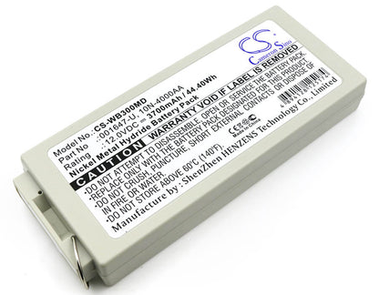 12.0V, 3700mAh, Ni-MH Battery fits Welch-allyn, Mrl Defibrillator Pic30, Mrl Defibrillator Pic40, 44.4Wh