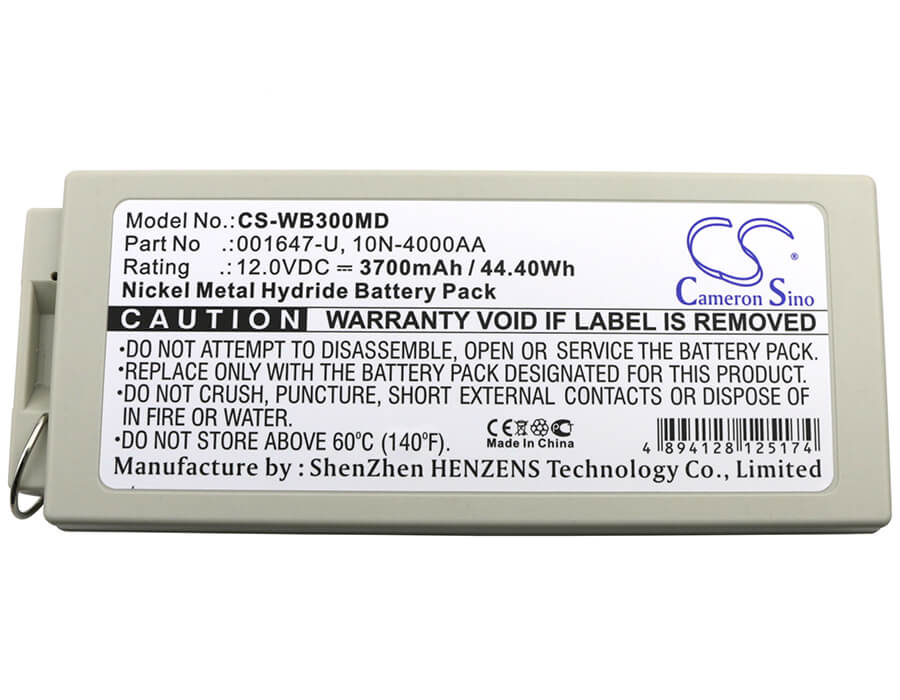 12.0V, 3700mAh, Ni-MH Battery fits Welch-allyn, Mrl Defibrillator Pic30, Mrl Defibrillator Pic40, 44.4Wh