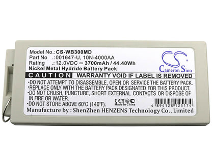 12.0V, 3700mAh, Ni-MH Battery fits Welch-allyn, Mrl Defibrillator Pic30, Mrl Defibrillator Pic40, 44.4Wh