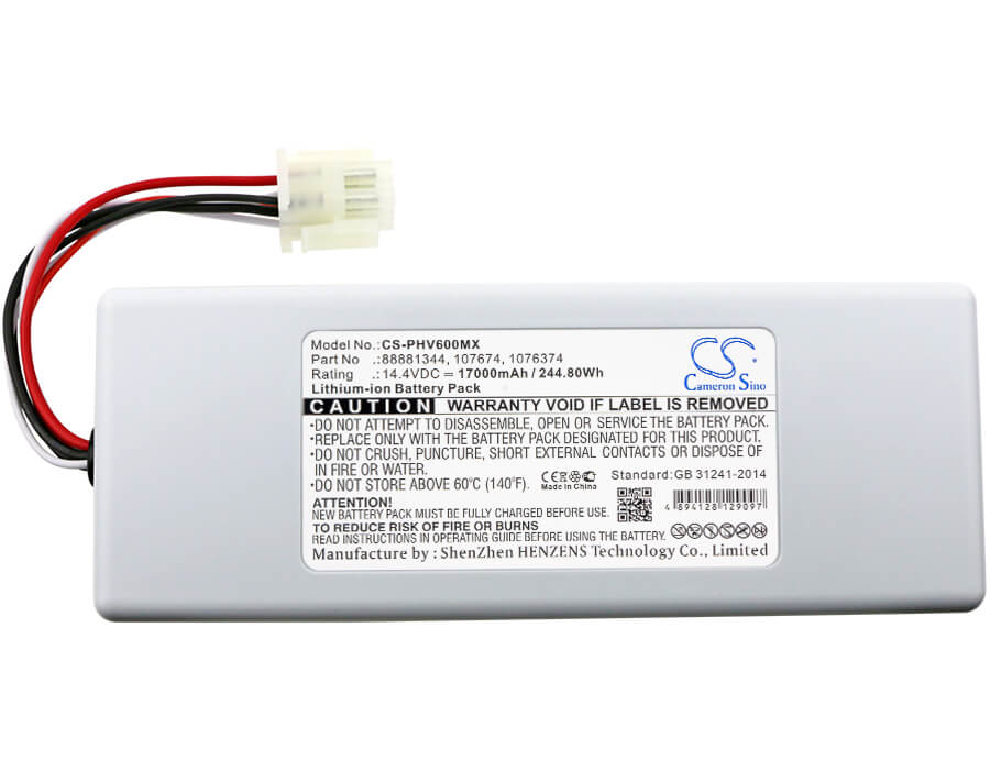 14.4V, 17000mAh, Li-ion Battery fits Philips, Respirateur V60, Respirateur V60s, 244.8Wh