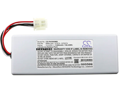 14.4V, 11000mAh, Li-ion Battery fits Philips, Respirateur V60, Respirateur V60s, 158.4Wh