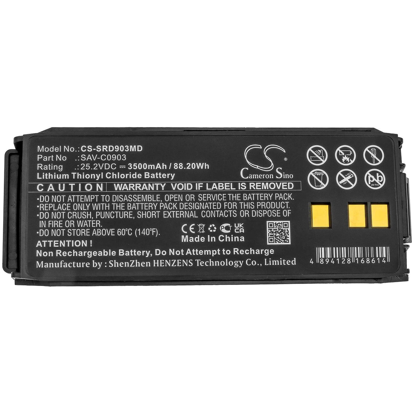 25.2V, 3500mAh, Li-SOCl2 Battery fits Saverone, Automatic, D, 88.2Wh