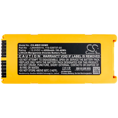 12.0V, 4200mAh, Li-MnO2 Battery fits Mindray, Beneheart D1, 50.4Wh