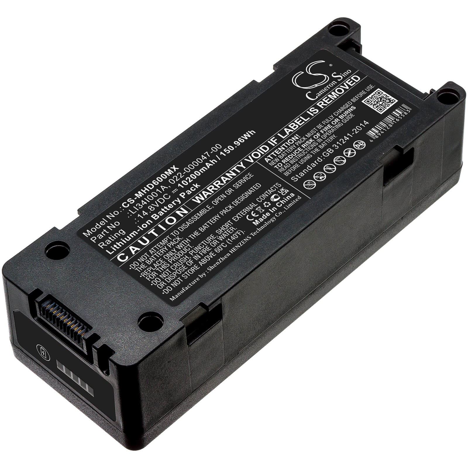 14.8V, 10200mAh, Li-ion Battery fits Mindray, Beneheart D6, Beneheart Dp-50, 150.96Wh
