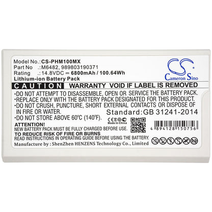 14.8V, 6800mAh, Li-ion Battery fits Philips, Defibrillator Dfm100, Defibrillator Dfm-100, 100.64Wh