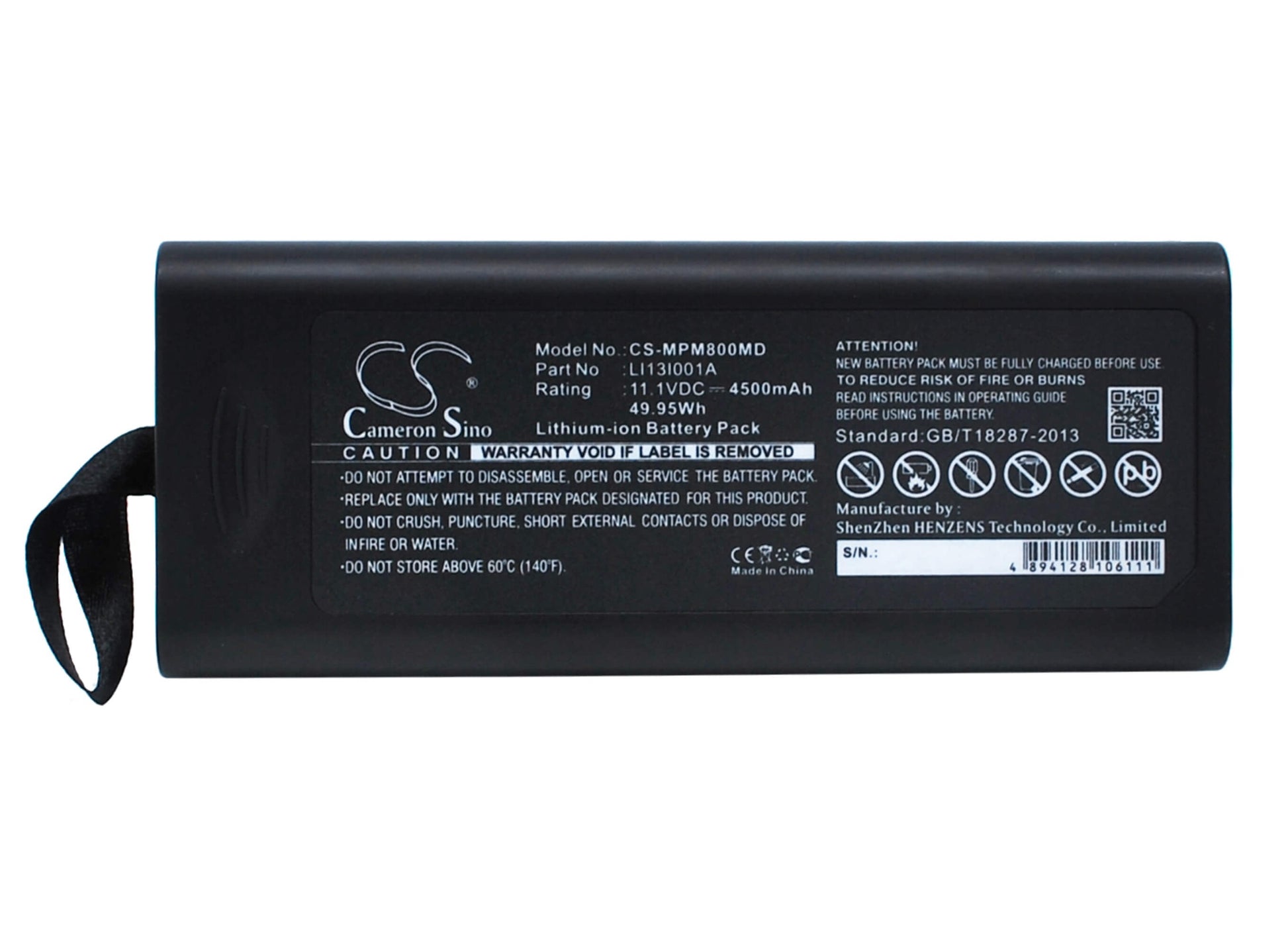 11.1V, 4500mAh, Li-ion Battery fits Mindray, Imec10, Imec12, 49.95Wh