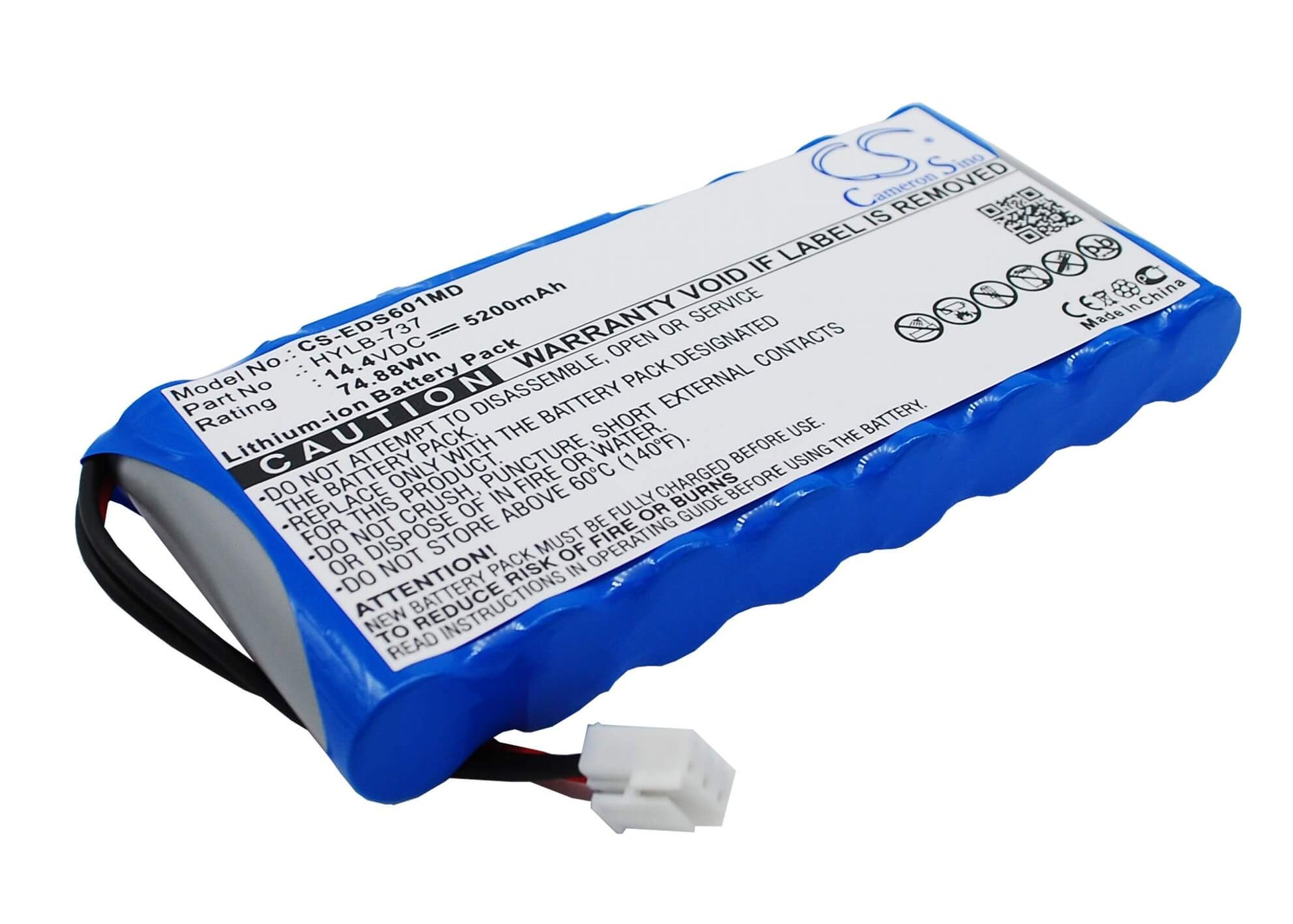 14.4V, 5200mAh, Li-ion Battery fits Burdick, Se-1200 Express Ekg, 74.88Wh