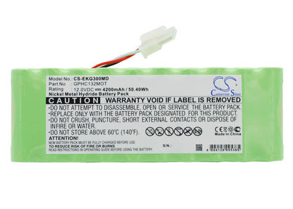 12.0V, 4200mAh, Ni-MH Battery fits Bionet, Ekg3000, Fc1400 Twinview Fetal Monitor, 50.4Wh