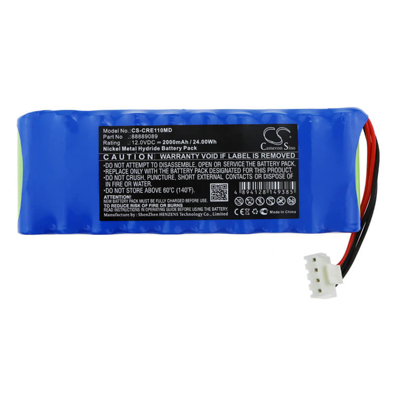 12.0V, 2000mAh, Ni-MH Battery fits Carewell, Ecg-1101, Ecg-1101b, 24Wh