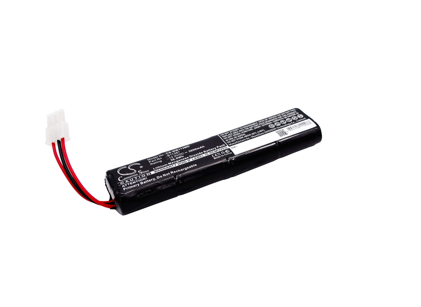 12.0V, 3000mAh, Li-MnO2 Battery fits Grason Stadler, Aed 10 Jump Start, 36Wh