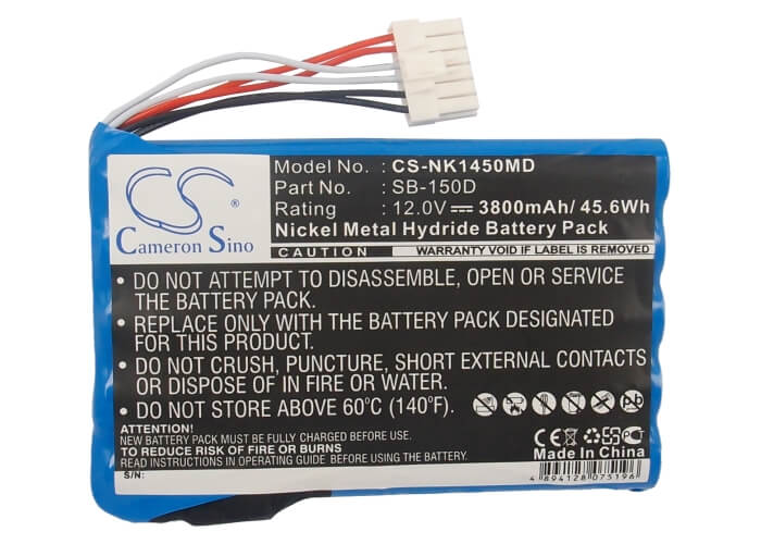 12.0V, 3800mAh, Ni-MH Battery fits Nihon Kohden, Ecg-1400, Ecg-1450, 45.6Wh