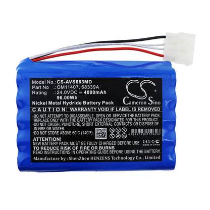 24.0V, 4000mAh, Ni-MH Battery fits Viasys Healthcare, 6068, 68339a, 96Wh