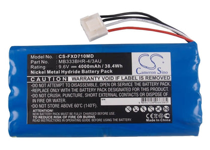 9.6V, 4000mAh, Ni-MH Battery fits Fukuda, Cardimax Fx-7100, Cardimax Fx-7102, 38.4Wh