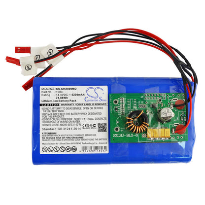 14.4V, 5200mAh, Li-ion Battery fits Carestream, Dblx-8, 74.88Wh